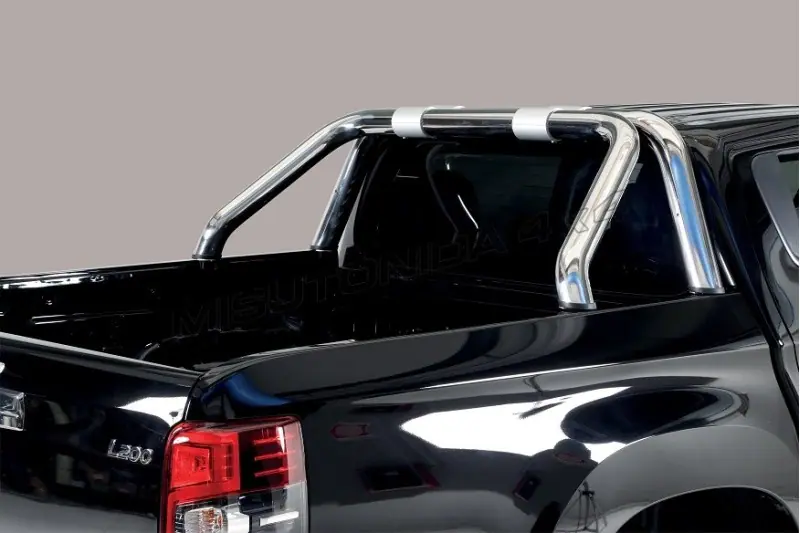 Roll bar for tonneau cover, 2 tubes ø76, mirror polished — Mitsubishi L200 (2015–2019)