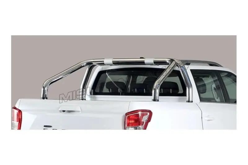 Roll bar for tonneau cover, 2 tubes ø76, mirror polished — SsangYong Musso (2018–)