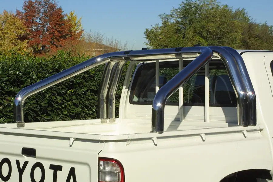 Roll bar for tonneau cover, 3 tubes ø76, mirror polished — Toyota Hilux (1998–2001)
