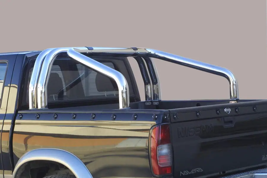 Дуга на крышку кузова, 3 трубы ø76, полированная — Nissan Pick-up (1998–2001)