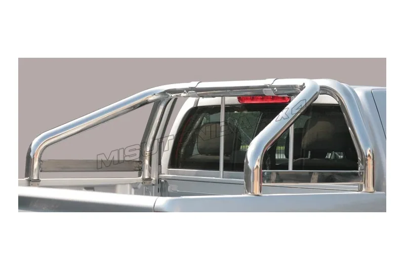 Roll bar for tonneau cover, 2 tubes, engraved ø76, mirror polished — Nissan Navara (2005–2010)