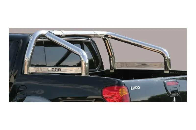 Roll bar kastikattele, 2 toru, graveeringuga ø76, poleeritud — Mitsubishi L200 (2006–2009)