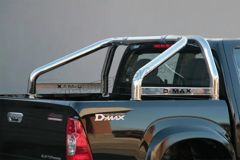 Roll bar for tonneau cover, 2 tubes, engraved ø76, mirror polished — Isuzu D-Max (2007–2012)