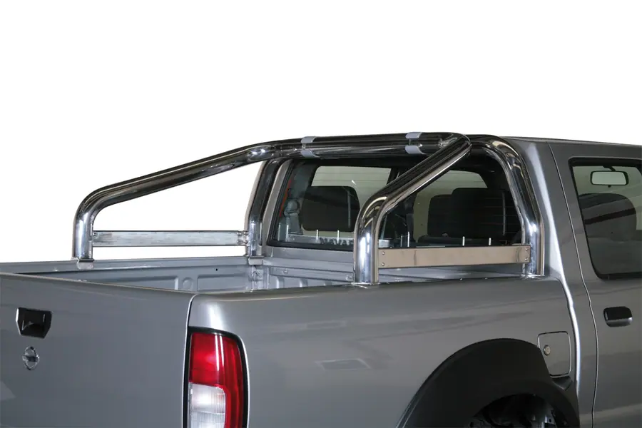 Roll bar for tonneau cover, 2 tubes, engraved ø76, mirror polished — Nissan Navara NP300 (2009–2015)
