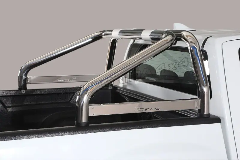 Roll bar for tonneau cover, 2 tubes, engraved ø76, mirror polished — Isuzu D-Max (2012–2017)