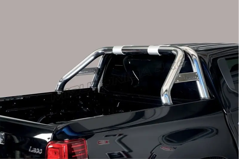 Roll bar for tonneau cover, 2 tubes, engraved ø76, mirror polished — Mitsubishi L200 (2015–2019)
