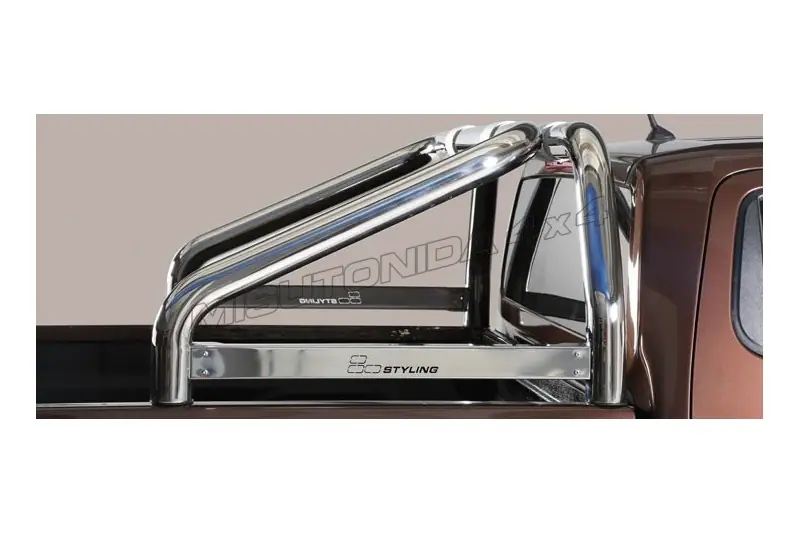 Roll bar for tonneau cover, 2 tubes, engraved ø76, mirror polished — Nissan Navara NP300 (2015–)
