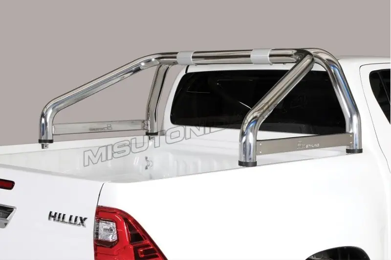 Roll bar kastikattele, 2 toru, graveeringuga ø76, poleeritud — Toyota Hilux (2015–)