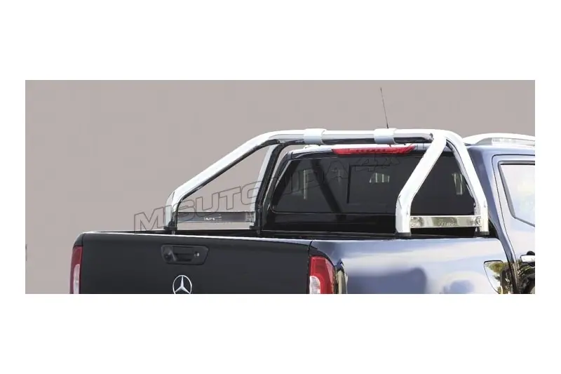 Дуга на крышку кузова, 2 трубы, с гравировкой ø76, полированная — Mercedes-Benz X-Class (2017–)