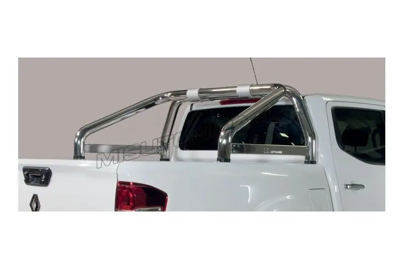 Roll bar kastikattele, 2 toru, graveeringuga ø76, poleeritud — Renault Alaskan (2018–)