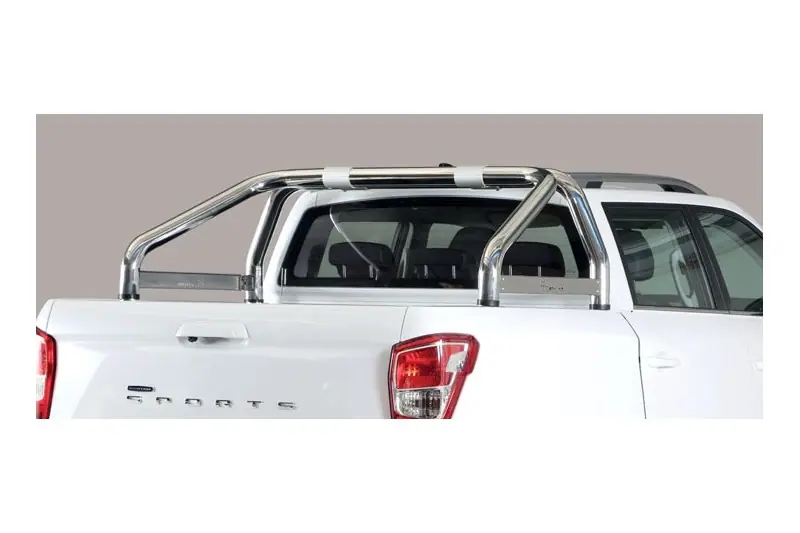 Roll bar for tonneau cover, 2 tubes, engraved ø76, mirror polished — SsangYong Musso (2018–)