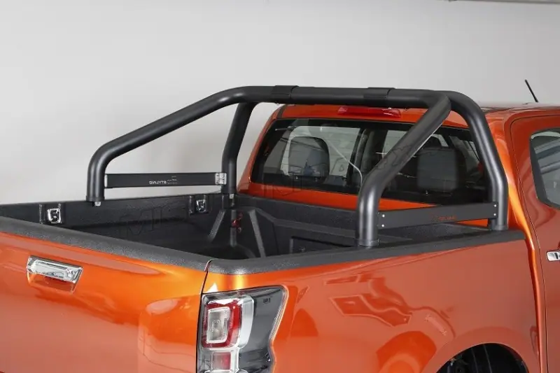 Roll bar for tonneau cover, 2 tubes, engraved ø76, black — Isuzu D-Max (2020–)