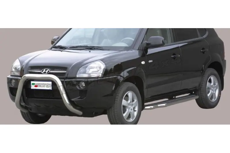 Slash bar ø76, mirror polished — Hyundai Tucson (2004–2014)