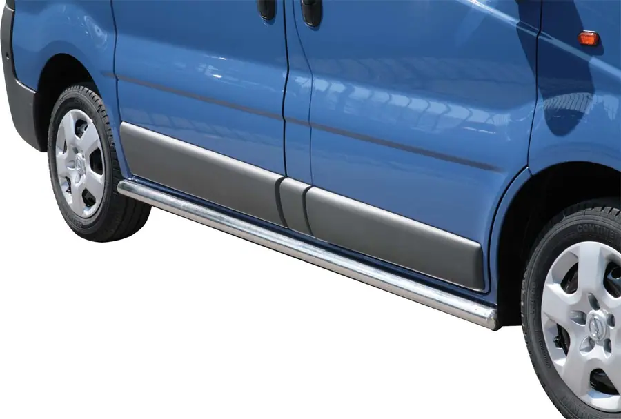 Side bars with welded caps ø63, mirror polished — Opel Vivaro (2008–2013)