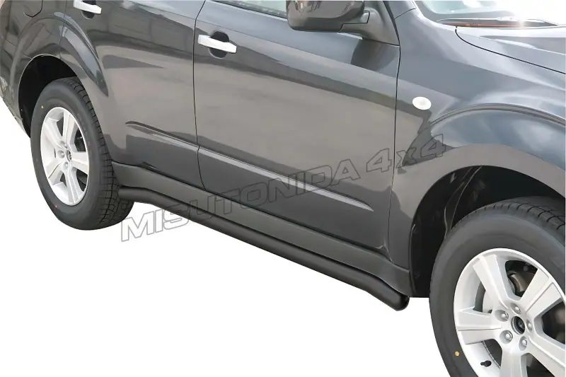 Side bars with welded caps ø63, black — Subaru Forester (2008–2012)