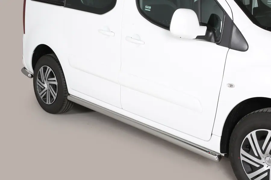 Side bars with welded caps ø63, mirror polished — Citroën Berlingo Van (2008–2014)