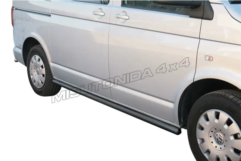 Side bars with welded caps ø63, black — Volkswagen T5 (2003–2015)