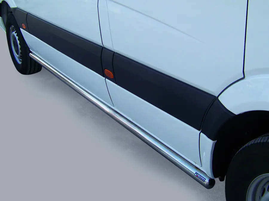 Side bars with welded caps ø63, mirror polished — Volkswagen Crafter (2006–2017)