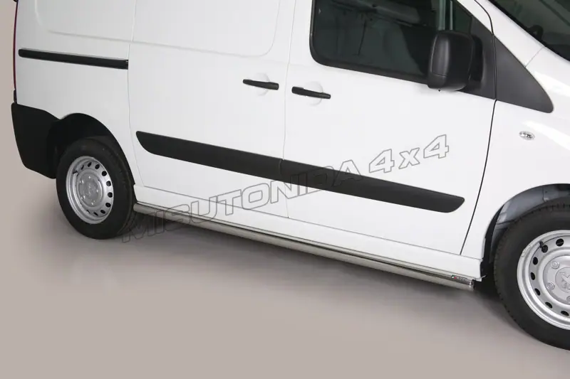 Side bars with welded caps ø63, mirror polished — Peugeot Expert (2006–2015)