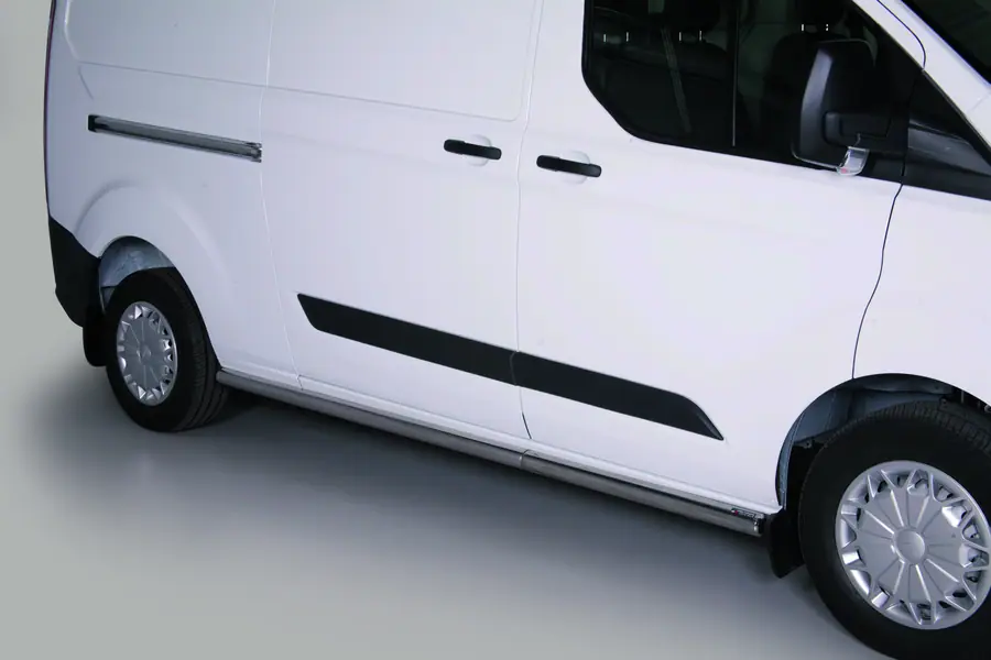 Side bars with welded caps ø63, mirror polished — Ford Transit Custom (2012–2018)