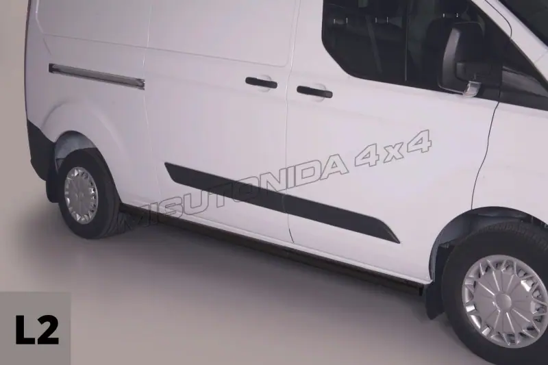 Side bars with welded caps ø63, black — Ford Transit Custom (2012–2018)