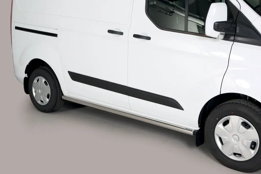 Side bars with welded caps ø63, mirror polished — Ford Transit Custom (2012–2018)
