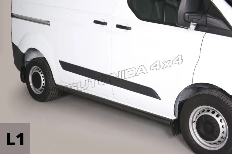 Side bars with welded caps ø63, black — Ford Transit Custom (2012–2018)