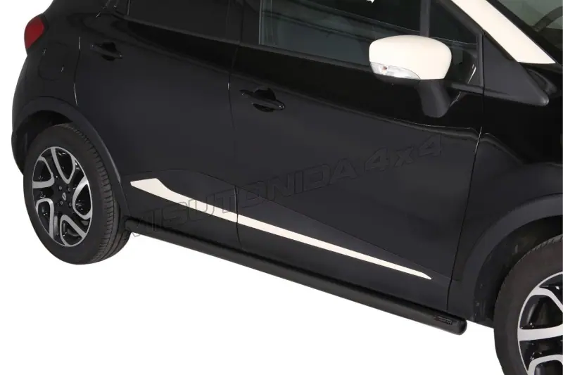 Боковые трубы с заваренными торцами ø63, чёрная — Renault Captur (2013–2017)