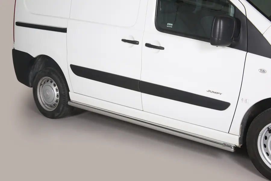 Side bars with welded caps ø63, mirror polished — Citroën Jumpy (2006–2015)