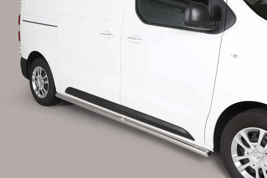 Side bars with welded caps ø63, mirror polished — Citroën Jumpy (2016–)