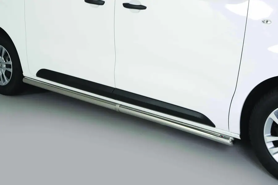 Side bars with welded caps ø63, mirror polished — Peugeot Expert (2016–)