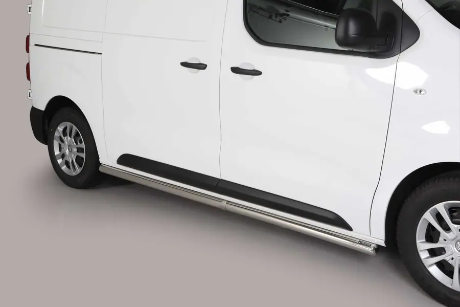 Side bars with welded caps ø63, mirror polished — Peugeot Expert (2016–)