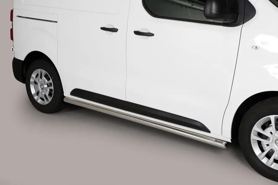 Side bars with welded caps ø63, mirror polished — Peugeot Expert (2016–)