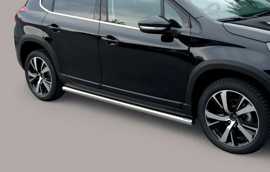 Side bars with welded caps ø63, mirror polished — Peugeot 2008 (2016–2019)