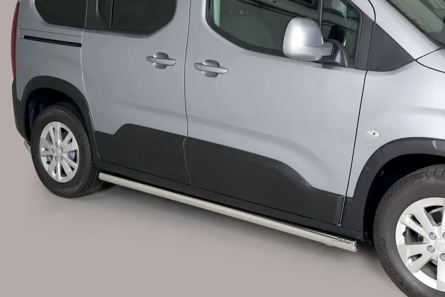 Side bars with welded caps ø63, mirror polished — Peugeot Rifter (2018–)