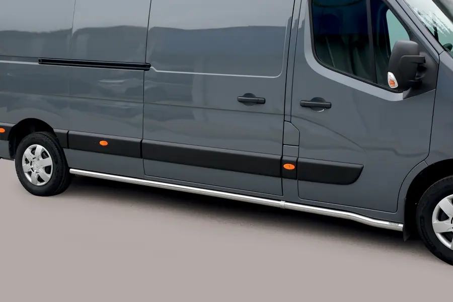 Side bars with welded caps ø63, mirror polished — Renault Master (2010–2019)
