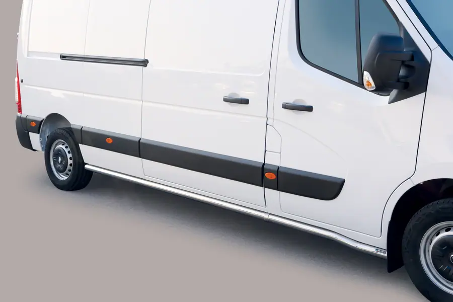 Side bars with welded caps ø63, mirror polished — Opel Movano (2019–)