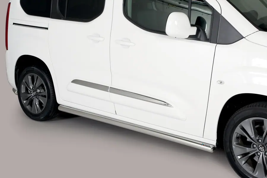 Side bars with welded caps ø63, mirror polished — Toyota Proace City Van (2019–)