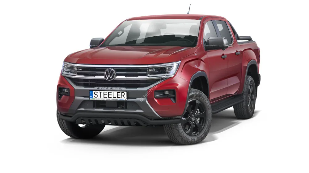 EC low spoiler bar with axle-plate, black — Volkswagen Amarok (2023–)
