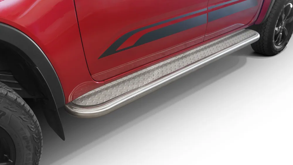 Stainless steel side steps with checker plate — Volkswagen Amarok (2023–)