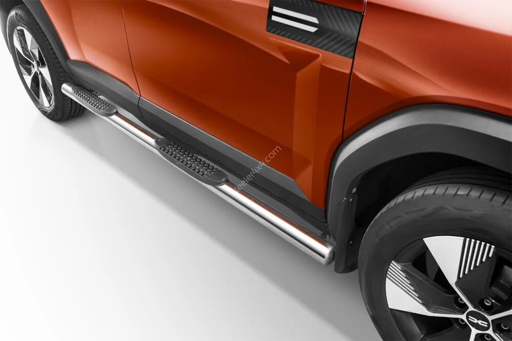 Пороги-трубы из нержавейки с пластиковыми ступенями — Dacia Bigster (2025–)