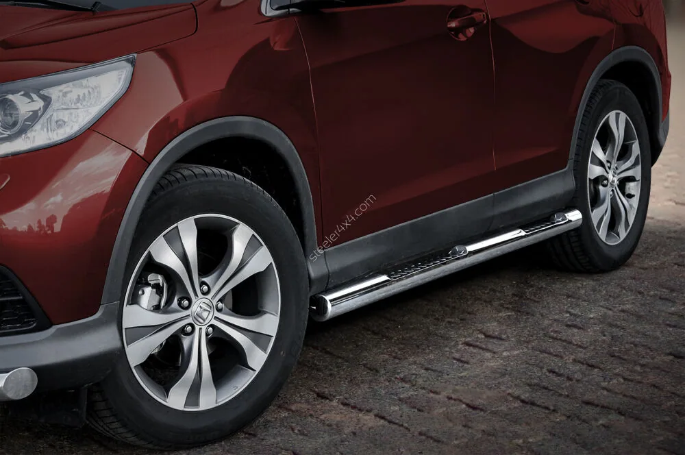 Stainless steel side bars with checker plate steps — Honda CR-V (2012–2015)