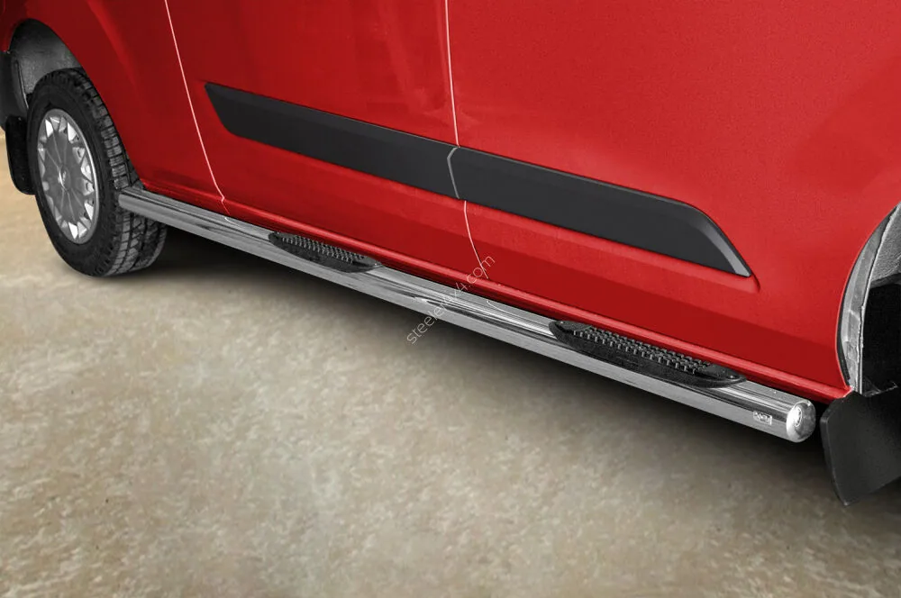 Stainless steel side bars with plastic steps — Ford Transit Custom (2012–2018)