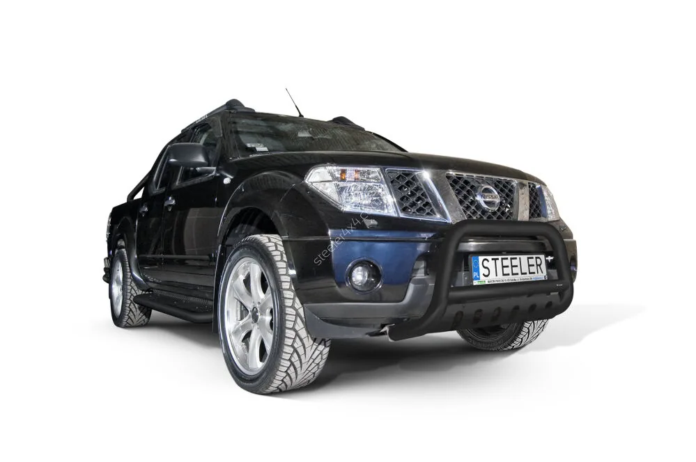 EC A-kaitseraud põikitoru ja sillaplaadiga, must — Nissan Navara (2005–2010)