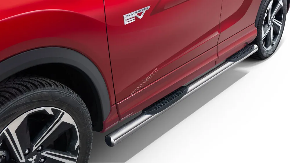 Пороги-трубы из нержавейки с пластиковыми ступенями — Mitsubishi Eclipse Cross (2017–)