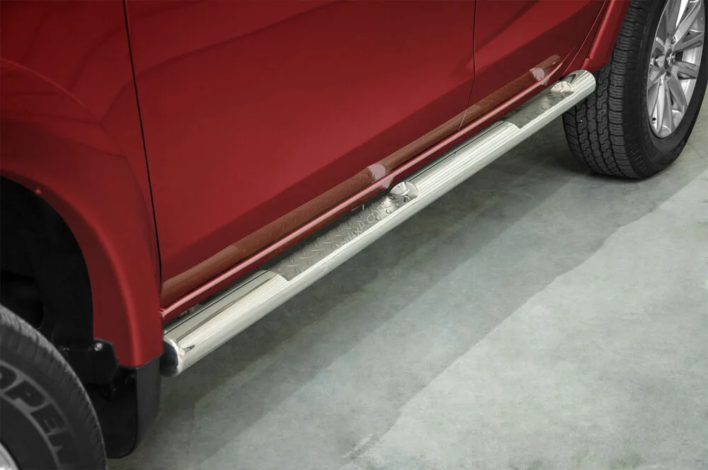 Stainless steel side bars with checker plate steps — Fiat Fullback (2015–)