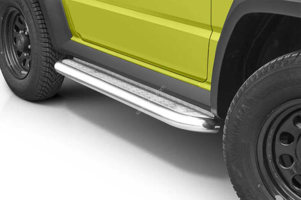 Stainless steel side steps with checker plate — Suzuki Jimny (2018–)