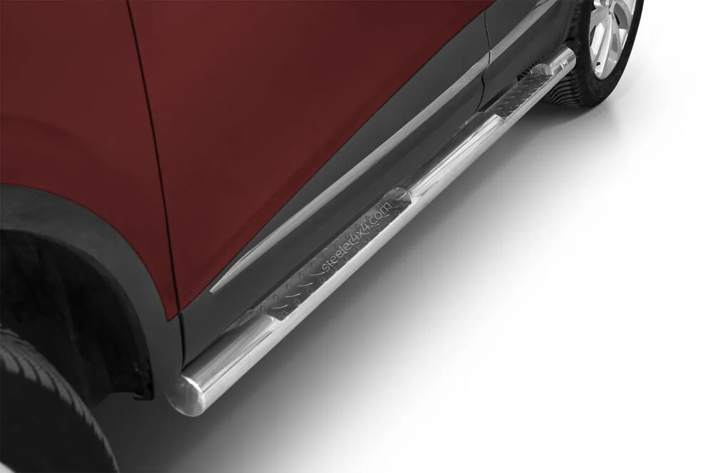 Stainless steel side bars with checker plate steps — Renault Kadjar (2016–)