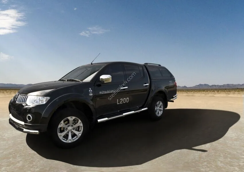 Stainless steel side bars with checker plate steps — Mitsubishi L200 (2006–2009)