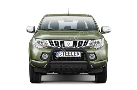EC A-kaitseraud põikitoru ja sillaplaadiga, must — Mitsubishi L200 (2015–2019)